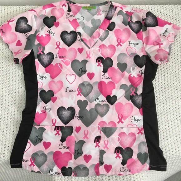 SCRUB TOWN WOMAN SIZE MEDIUM CANCER SUPPORT NURSE'S SCRUB - Picture 1 of 4